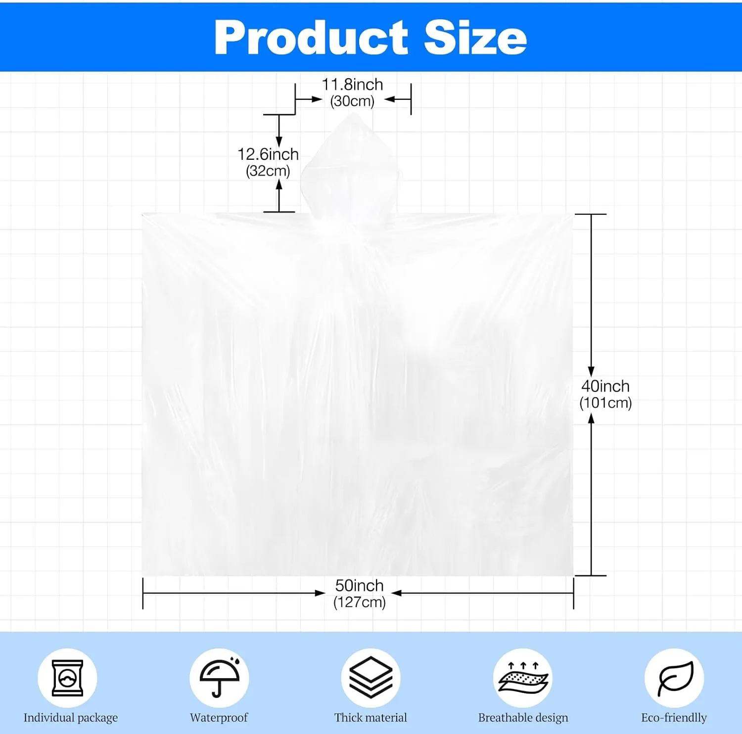 108 Pack Disposable Rain Ponchos for Adults Plastic Ponchos with Hood Raincoat Bulk for Men Women Camping Outdoor