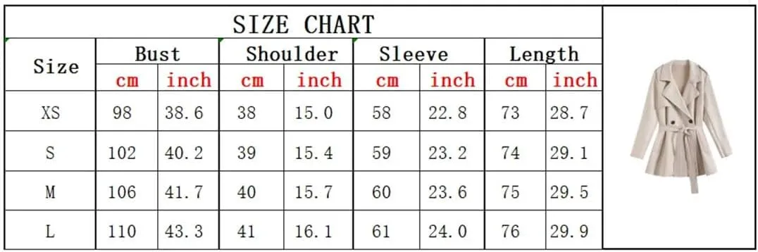 Adhdyuud Women Solid Trench Coats Sashes Bow Double Breasted Coats Business Casual Outerwear