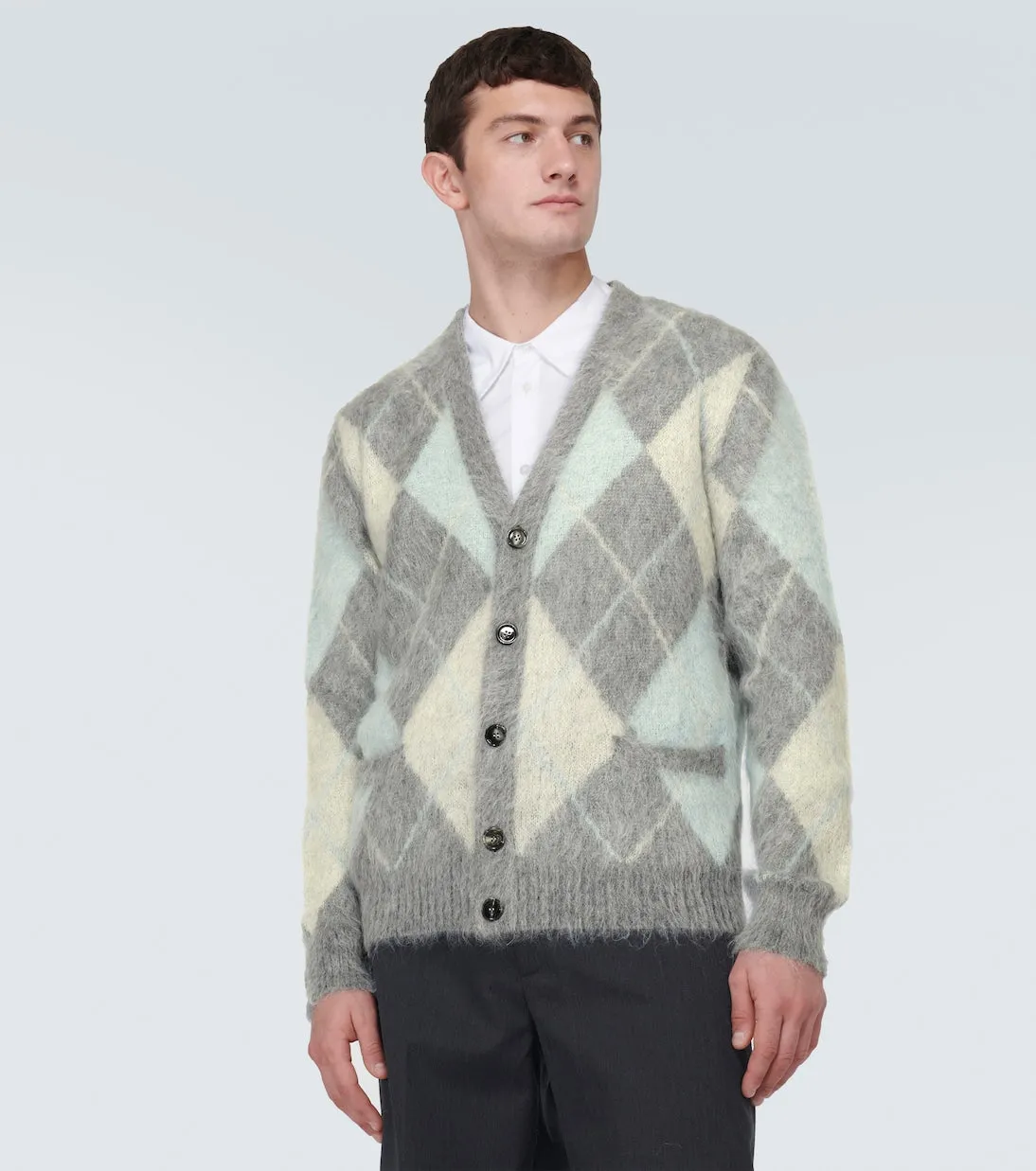 Ami Paris argyle wool blend cardigan, multicolor