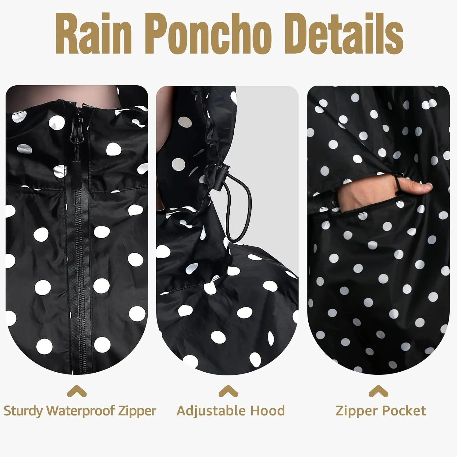 ANYOO Waterproof Rain Poncho Lightweight Reusable Hiking Hooded Coat Jacket for Outdoor Activities