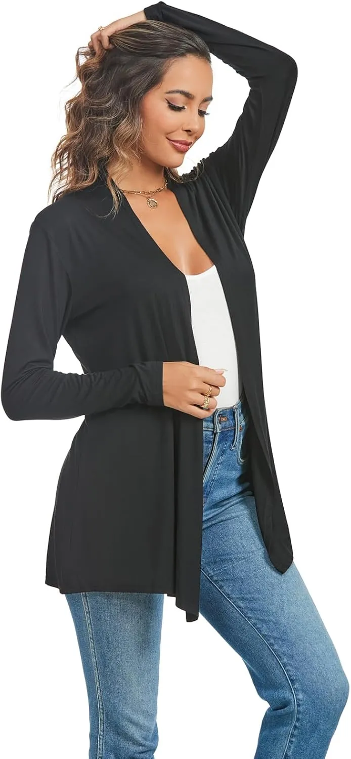AvaCostume Womens Casual Lightweight Drae Long Sleeves Cardigan Front Open Dusters