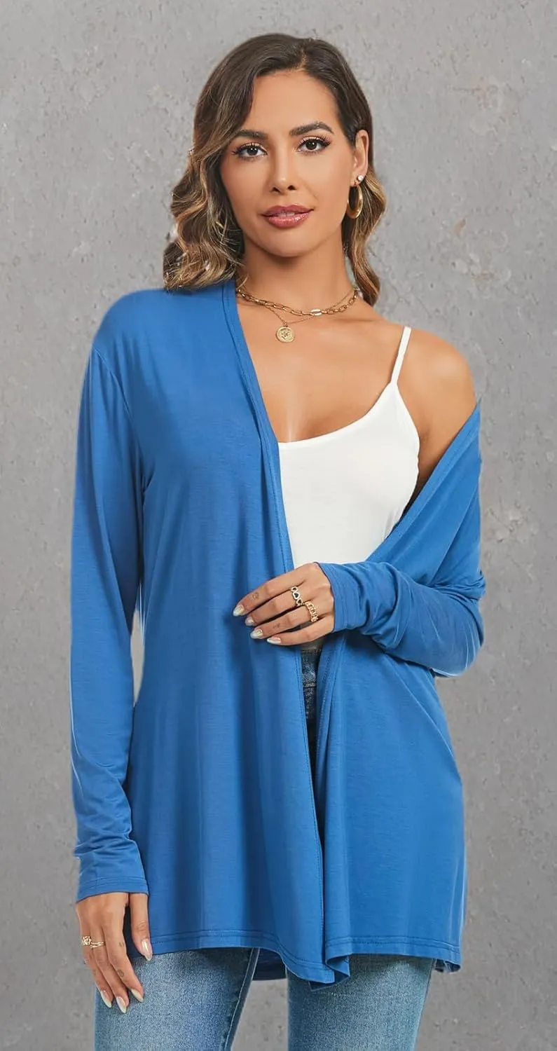 AvaCostume Womens Casual Lightweight Drae Long Sleeves Cardigan Front Open Dusters