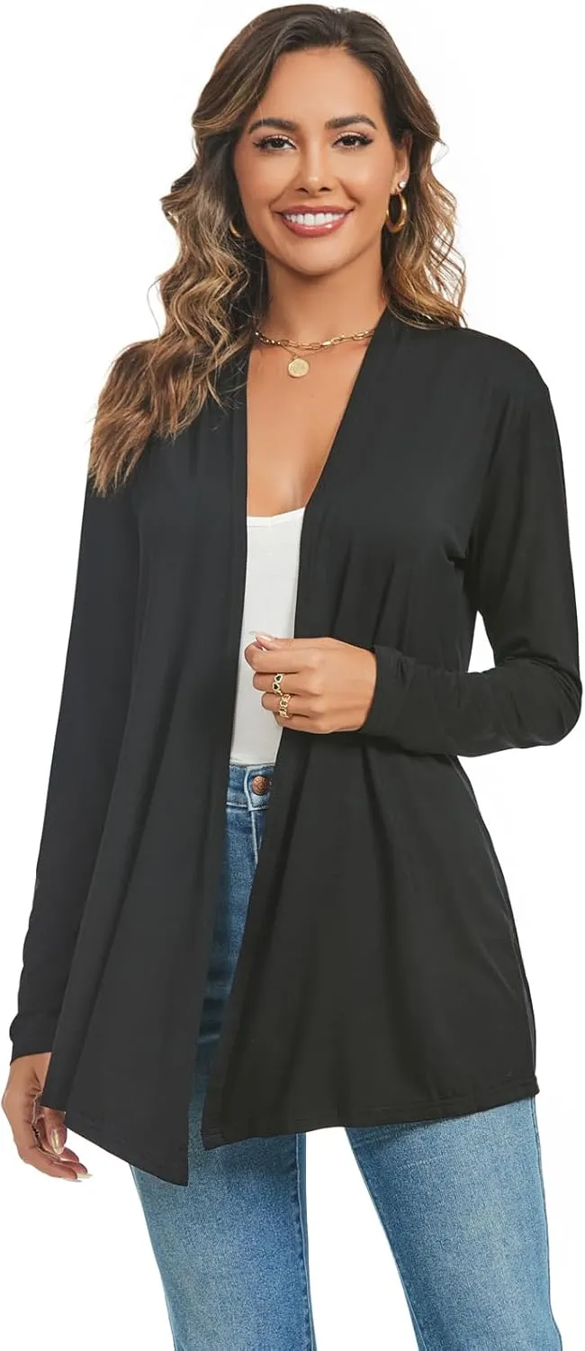 AvaCostume Womens Casual Lightweight Drae Long Sleeves Cardigan Front Open Dusters