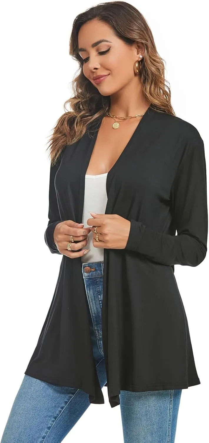 AvaCostume Womens Casual Lightweight Drae Long Sleeves Cardigan Front Open Dusters
