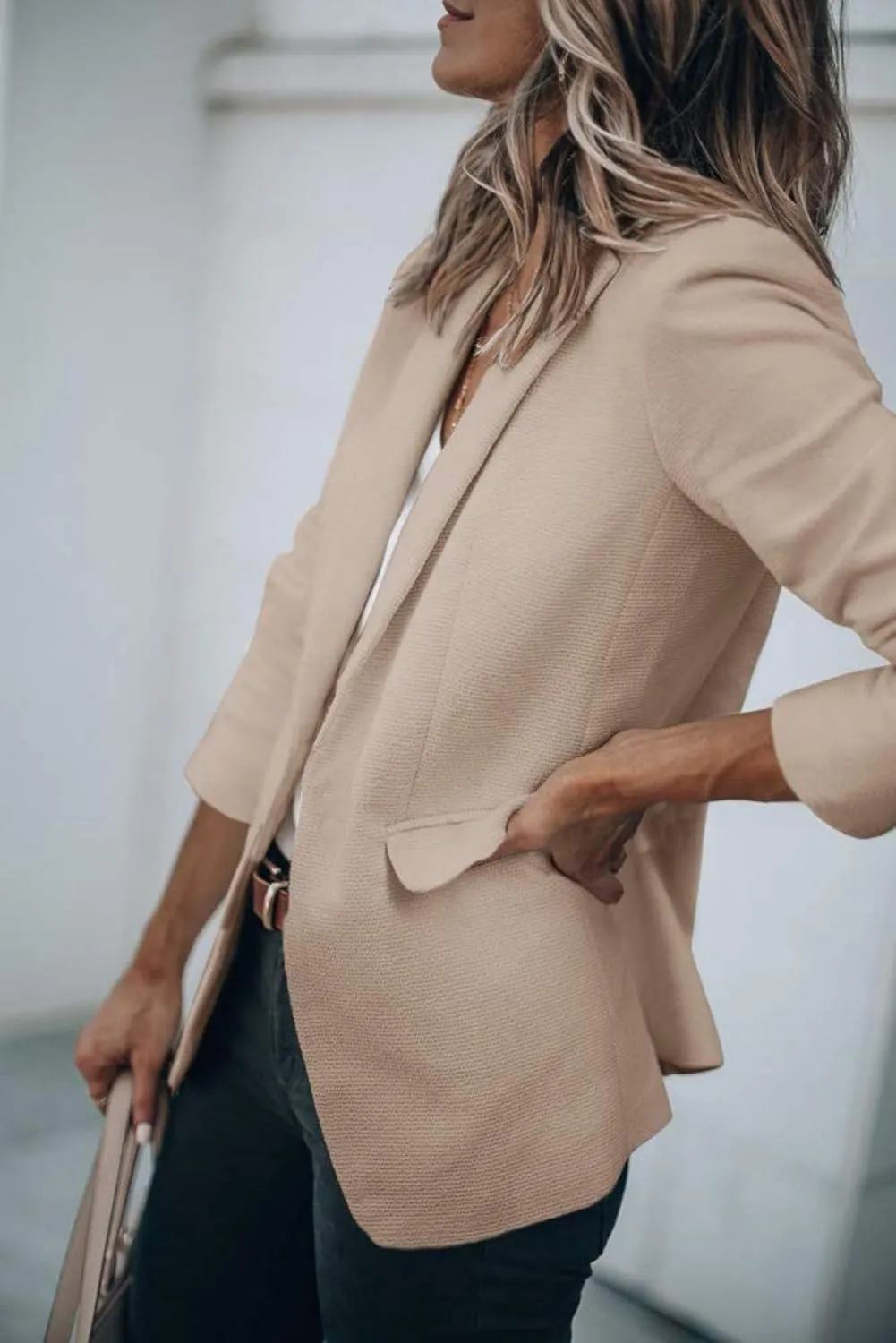 Blazers for Women Business Casual Blazers Open Front Long Sleeve Work Office Suit Jackets Fall Outerwear with Pockets
