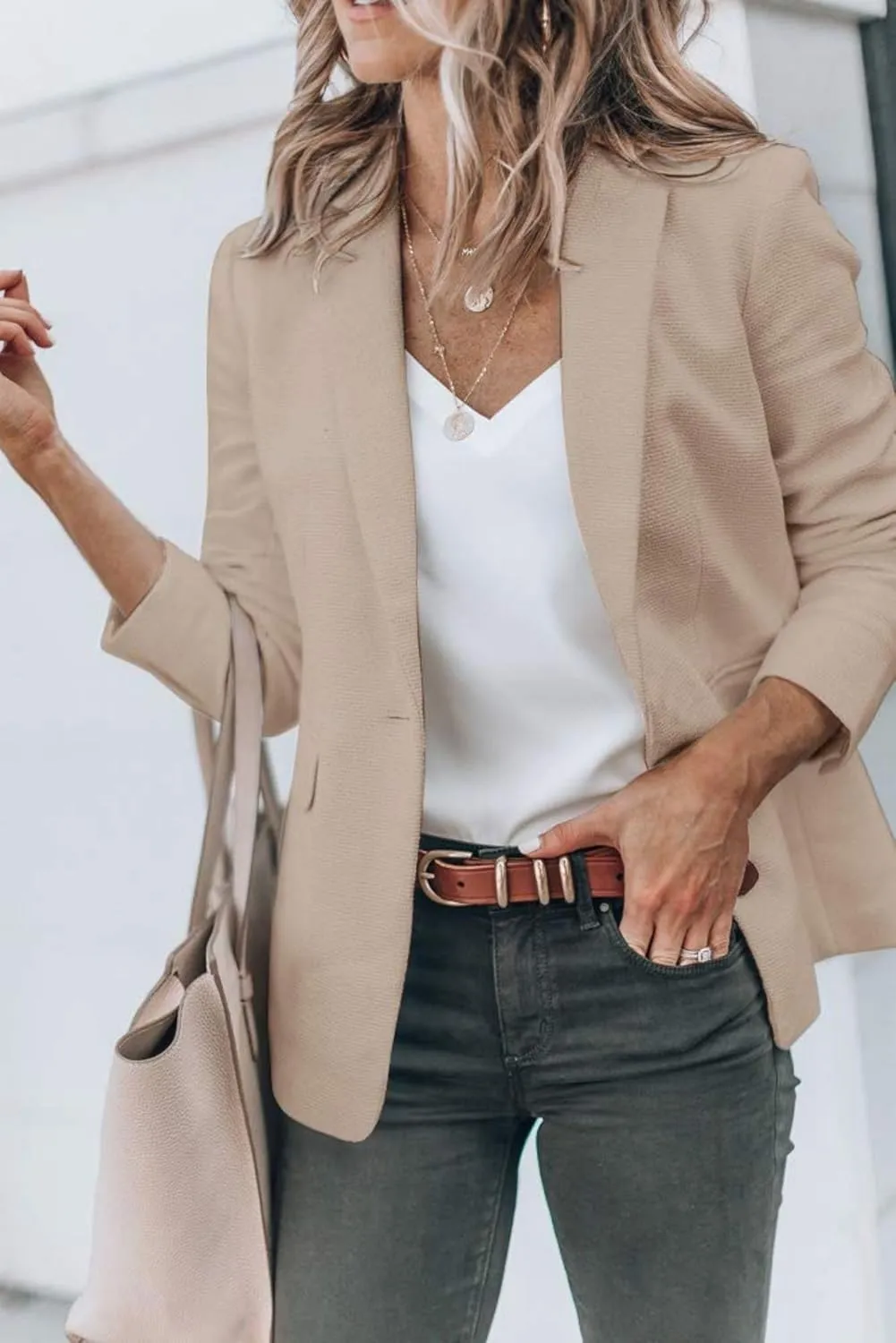 Blazers for Women Business Casual Blazers Open Front Long Sleeve Work Office Suit Jackets Fall Outerwear with Pockets