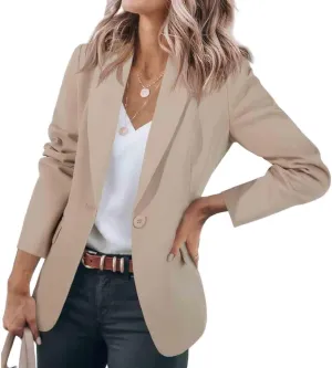 Blazers for Women Business Casual Blazers Open Front Long Sleeve Work Office Suit Jackets Fall Outerwear with Pockets
