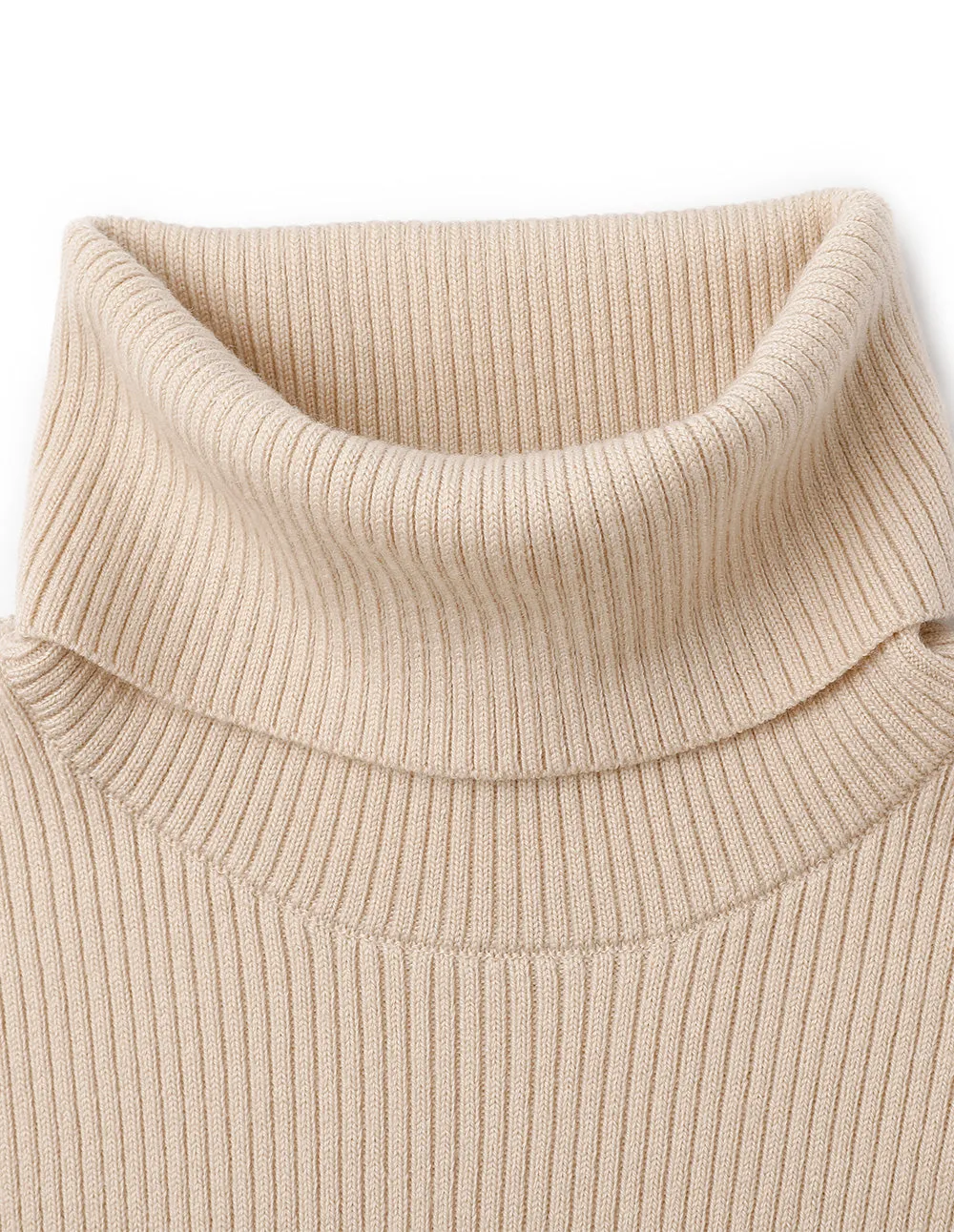 BORA AKSU Creamy White Turtleneck Slim Wool Knit Maxi Dress