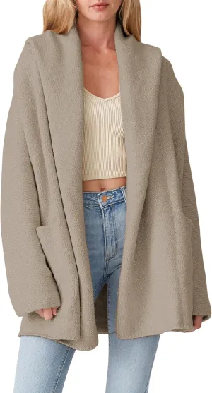 Cakulo Womens Long Hooded Cardigan Sweaters Oversized Fall Cardigans 2025 Open Front Knit Sweater Coats Pockets