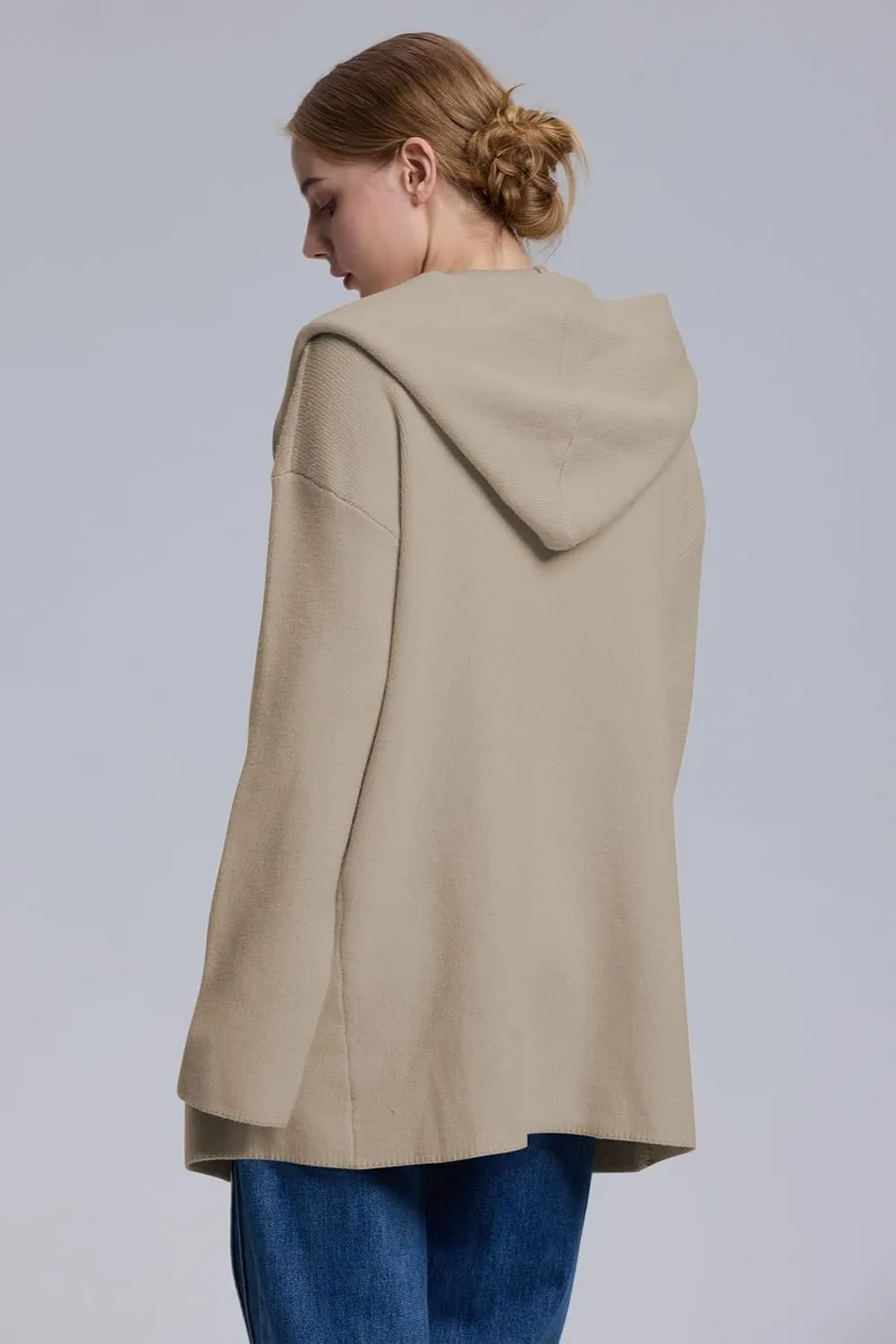 Cakulo Womens Long Hooded Cardigan Sweaters Oversized Fall Cardigans 2025 Open Front Knit Sweater Coats Pockets