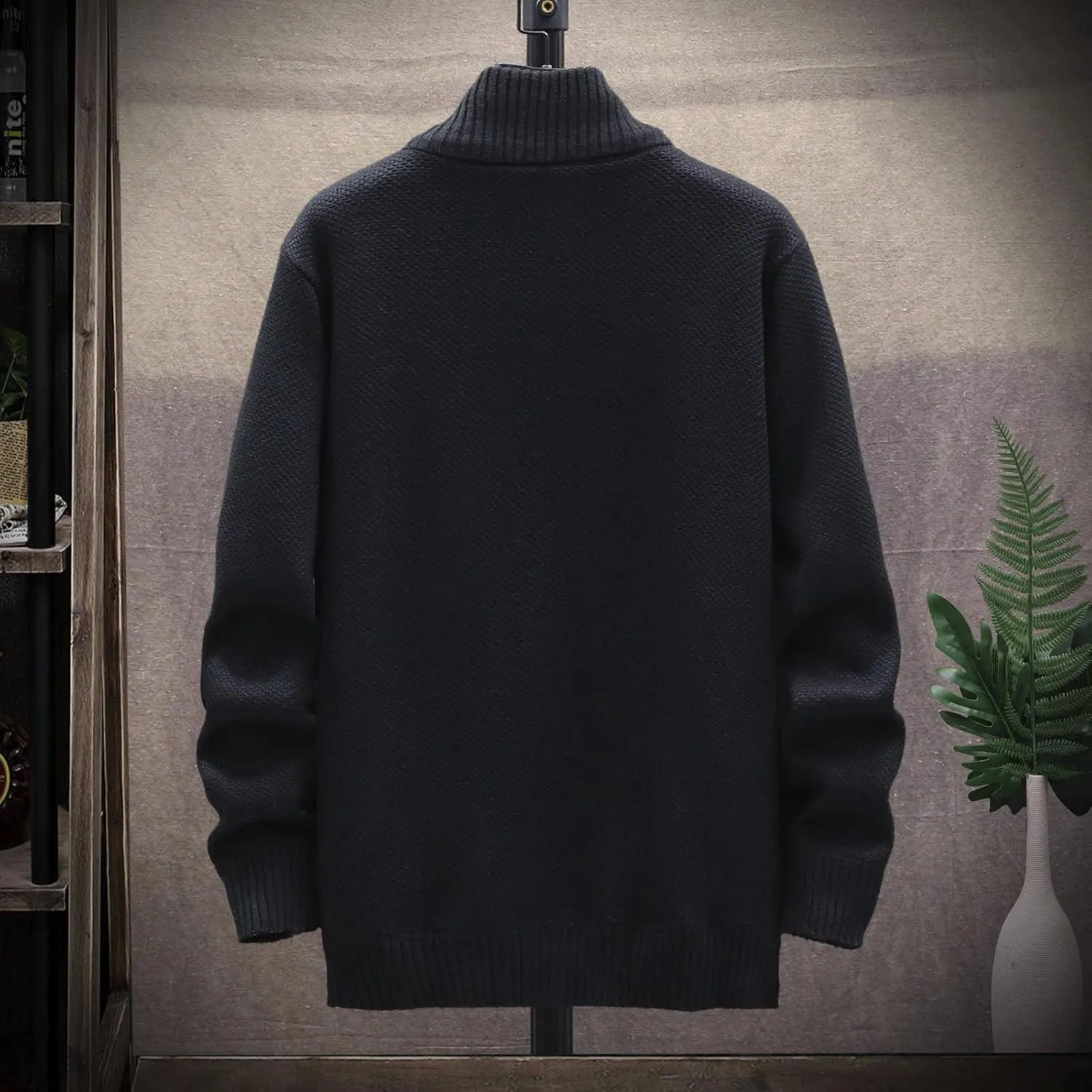 Casual Sweaters Cardigan Knitted Long Sleeve Jacket Full Zip Fleece Winter Warm Coat Outdoor Work Dress, XL-4XL