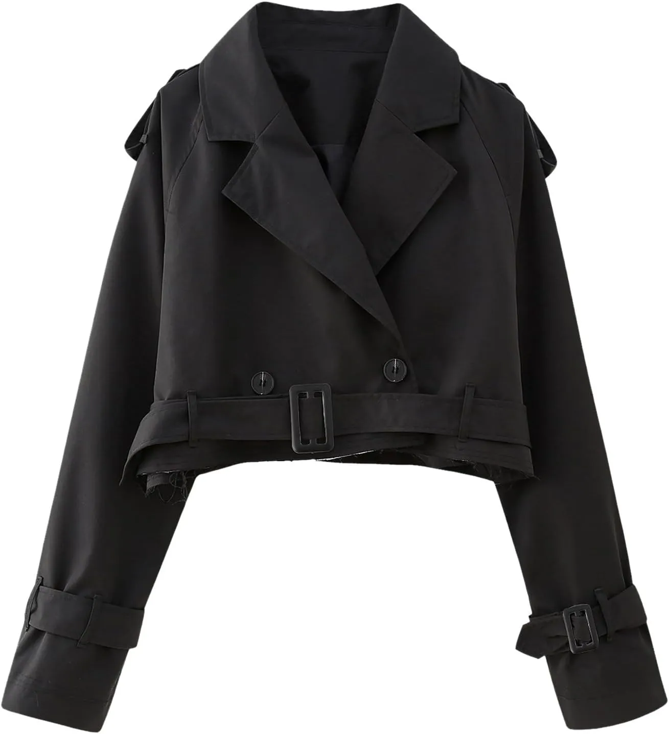 Cropped Trench Coat for Women Lightweight Short Jacket with Belt Elegant Durable Design for Spring or Fall Wear
