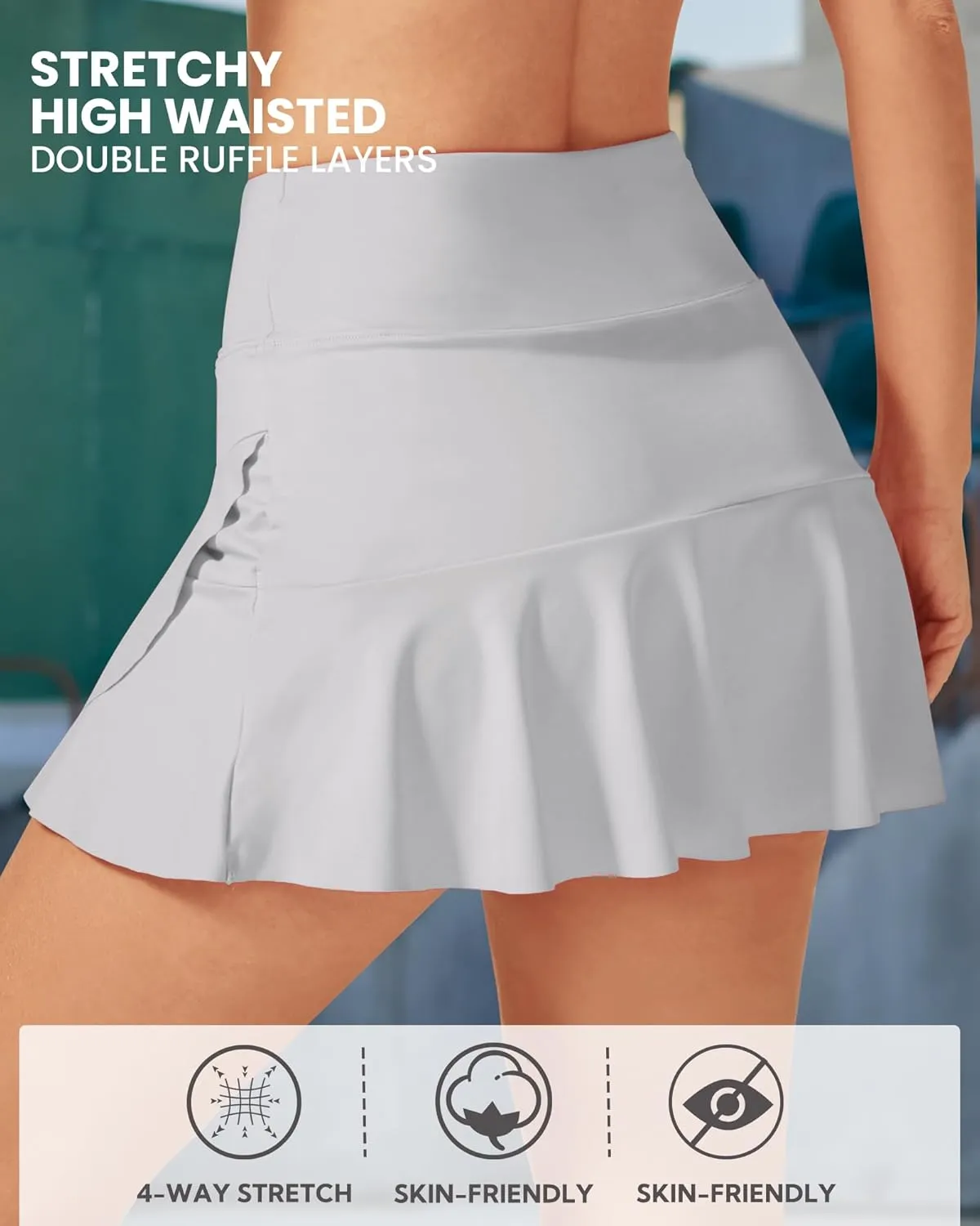 G4Free 15"/20" Tennis Skirts for Women Golf Skorts with Pockets High Waist Ruffle Athletic Skirt Inner Shorts