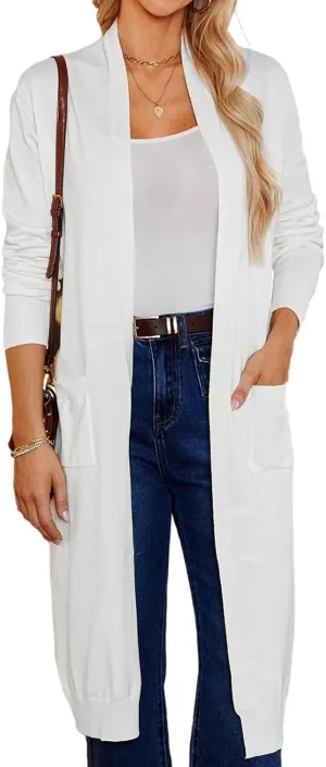 GRACE KARIN Women's 2025 Trendy Long Cardigans Sweater Lightweight Open Front Long Sleeve Maxi Duster Coats with Pockets