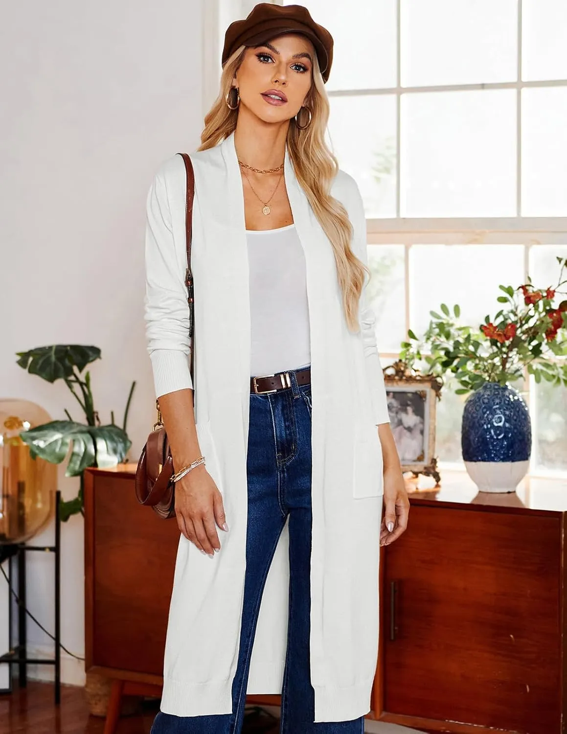 GRACE KARIN Women's 2025 Trendy Long Cardigans Sweater Lightweight Open Front Long Sleeve Maxi Duster Coats with Pockets