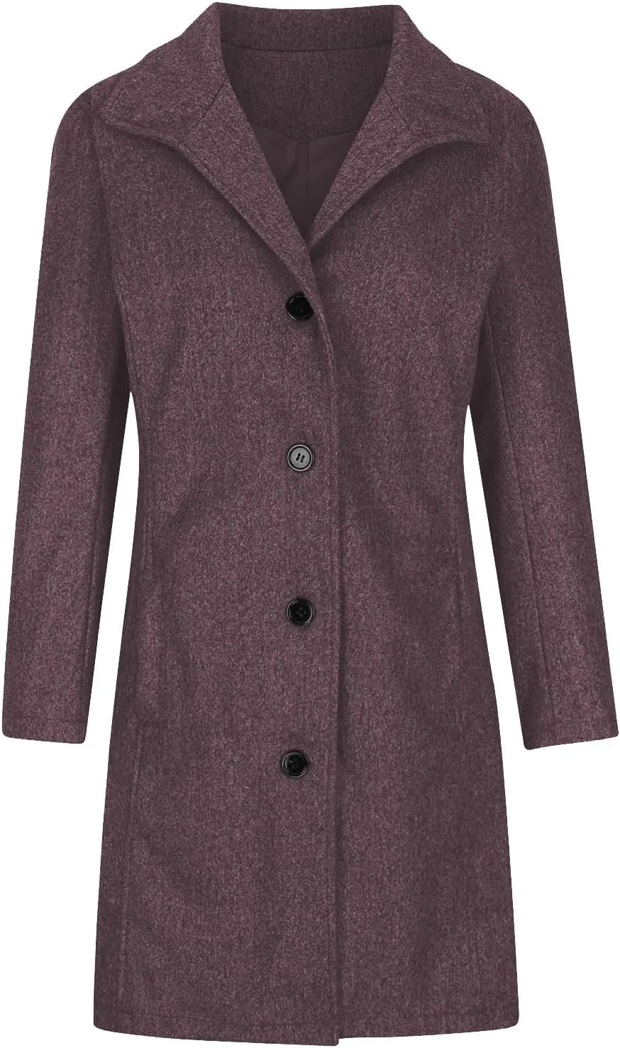 HGps8w Classic Single-Breasted Trench Coat for Women Dressy Wool Blend Winter Pea Coat Mid-Long Outerwear Jacket with Pockets