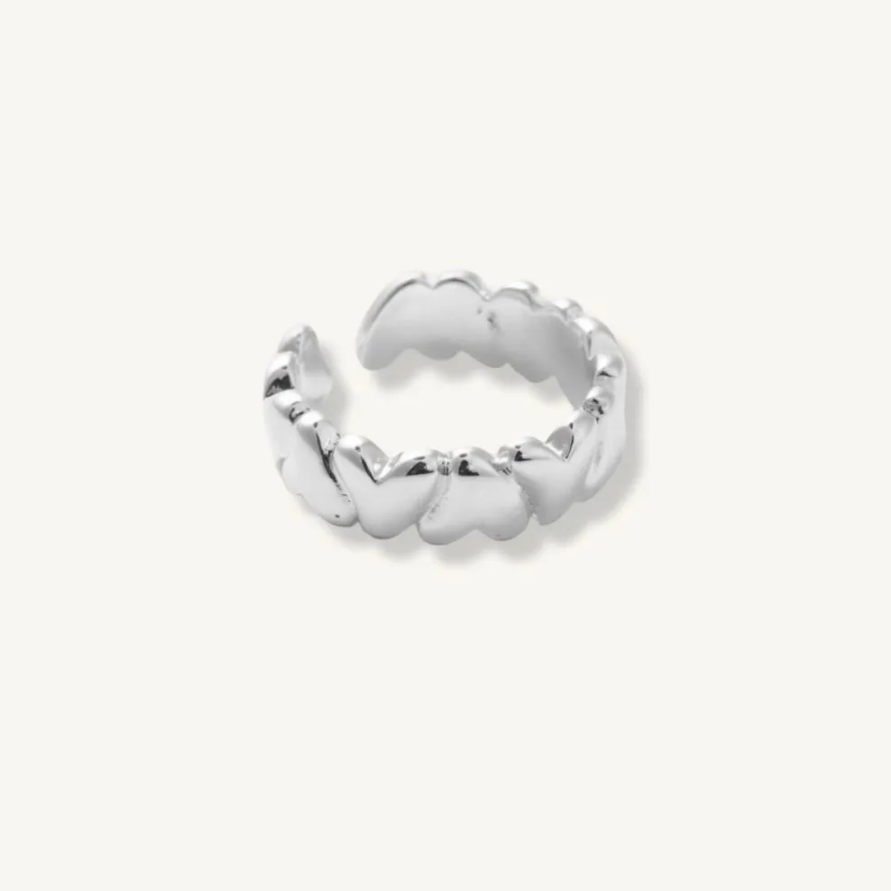 Jackie Bubble Heart Ring-Silver