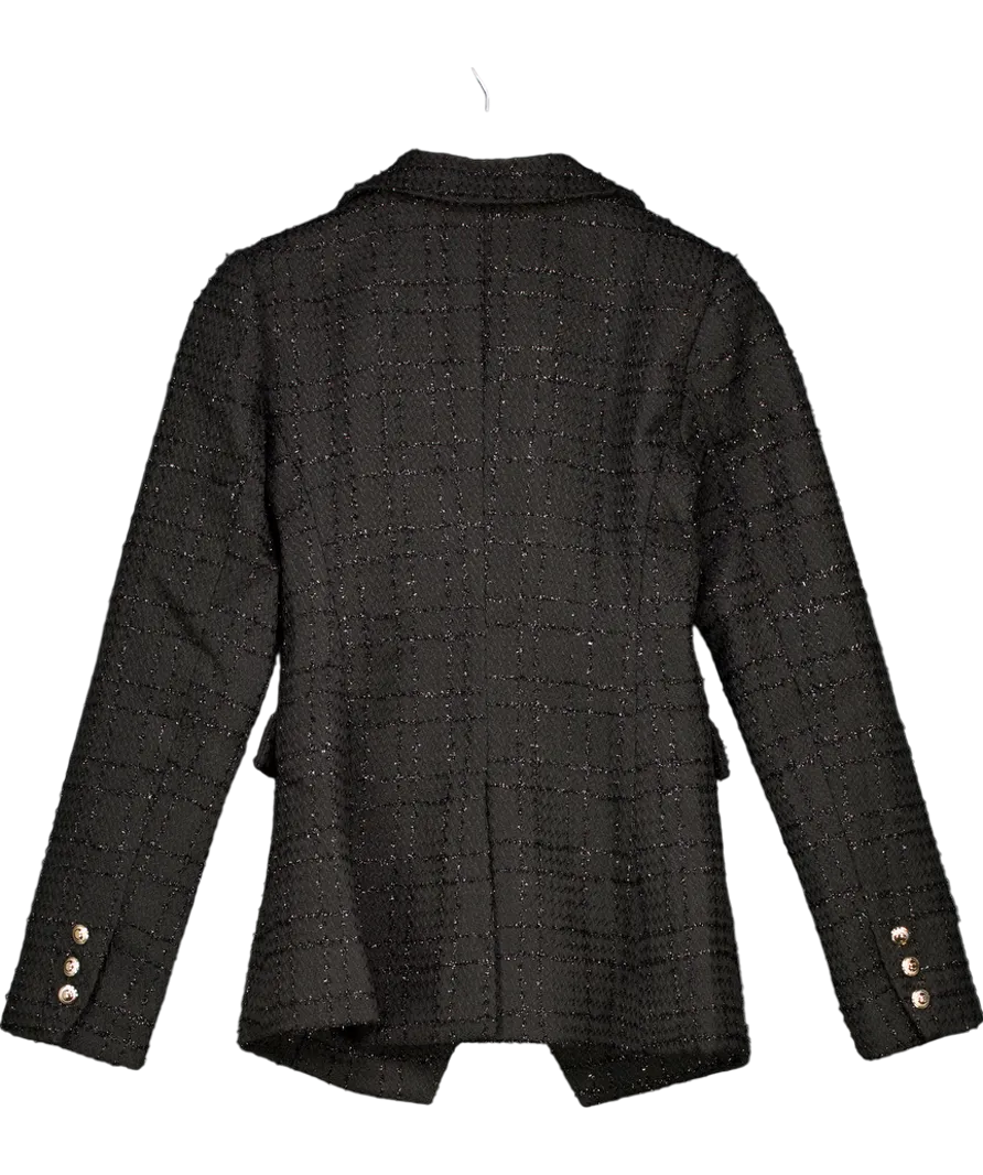 lipsy london Black Metallic Thread Double Breasted Blazer UK 6