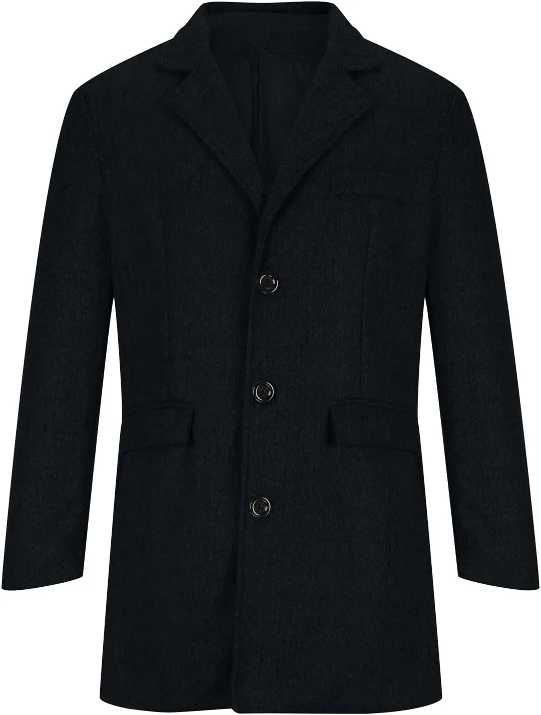 Long Trench Coats for Men Winter Jackets Wool Blend Peacoats Trendy Notched Lapel Overcoats Plus Size Jacket