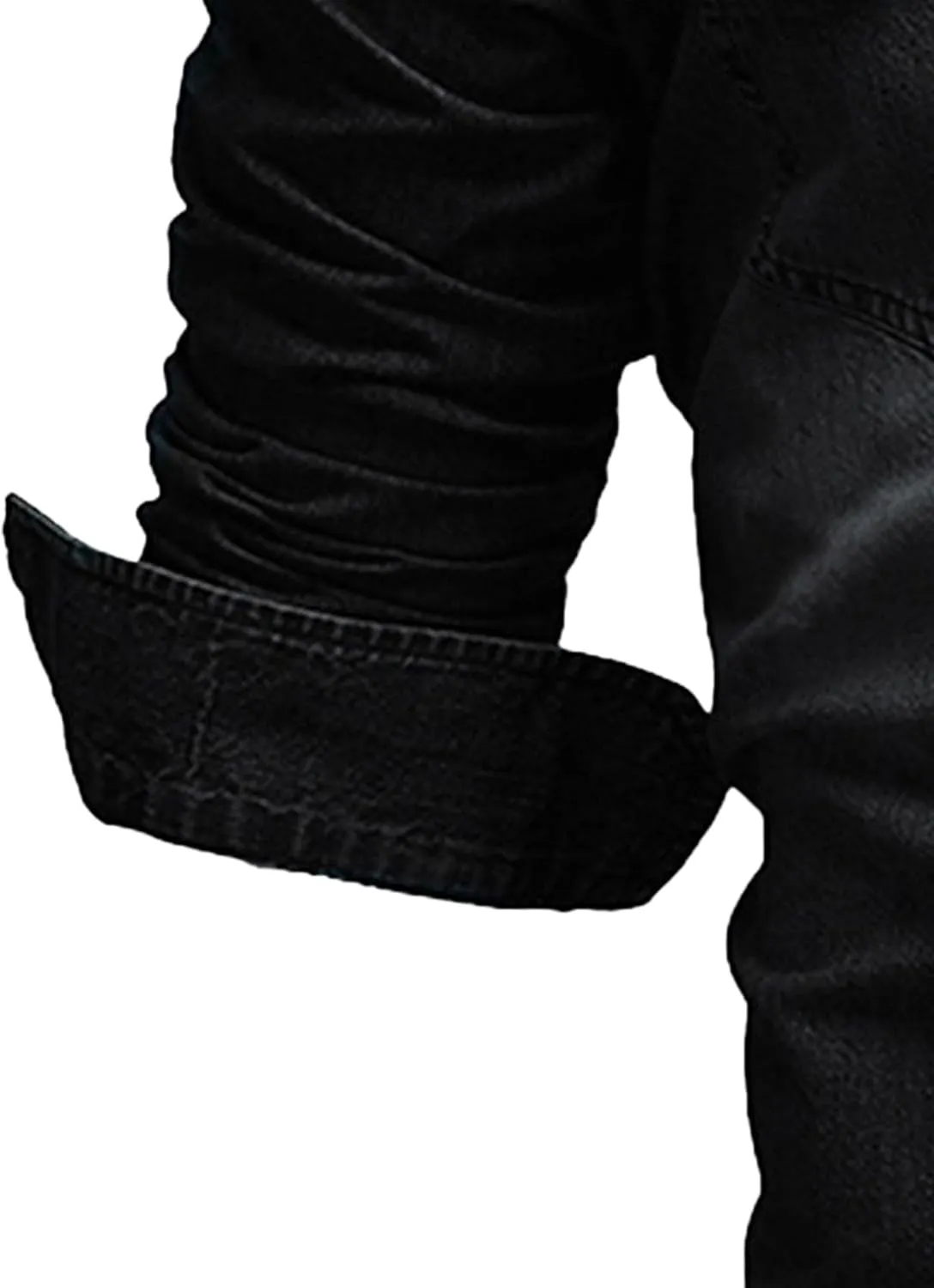 Maiyifu-GJ Men's Western Distressed Denim Shirt Casual Slim Fit Button Down Long Sleeve Wash Work Denim Jean Shirt