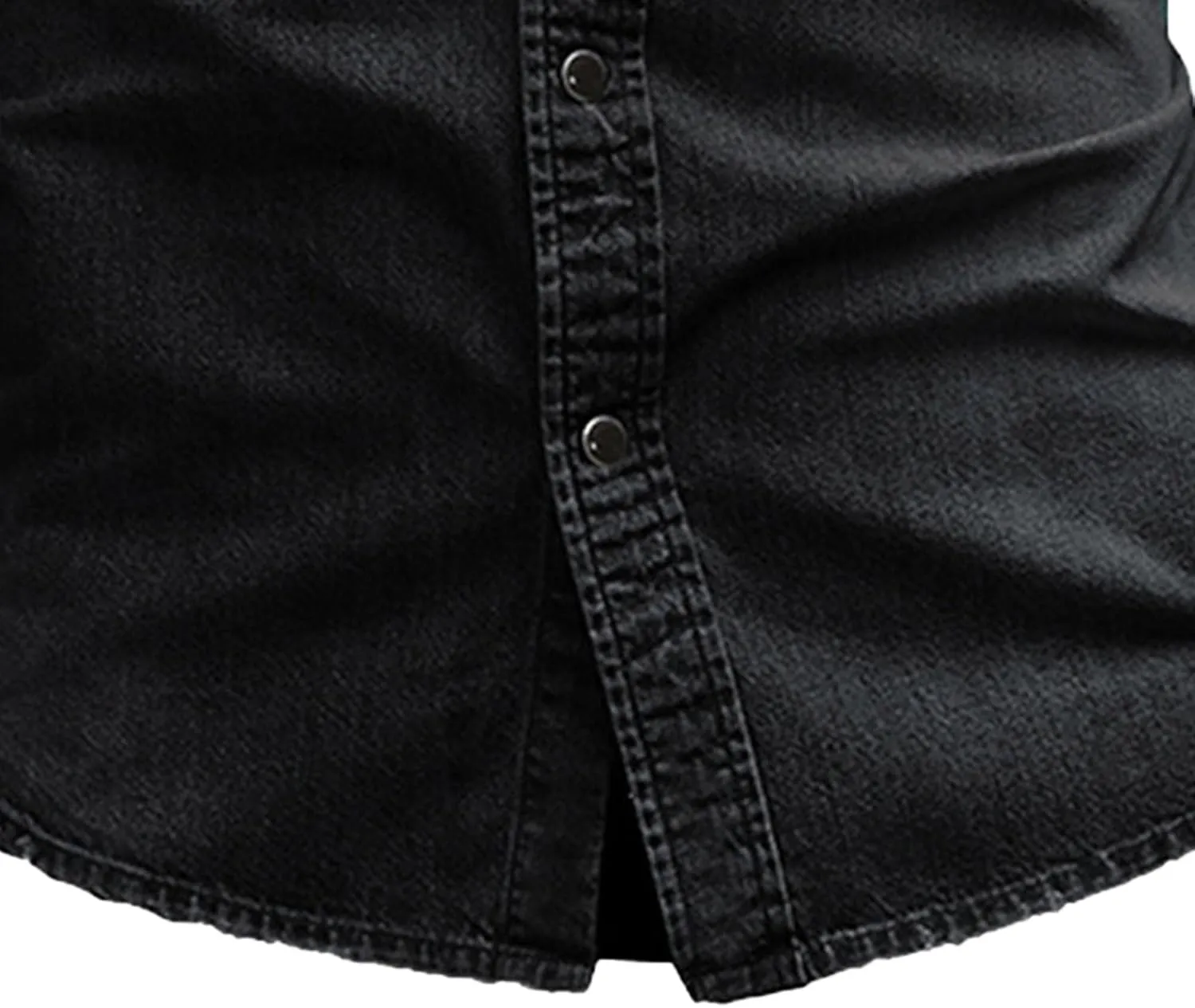 Maiyifu-GJ Men's Western Distressed Denim Shirt Casual Slim Fit Button Down Long Sleeve Wash Work Denim Jean Shirt