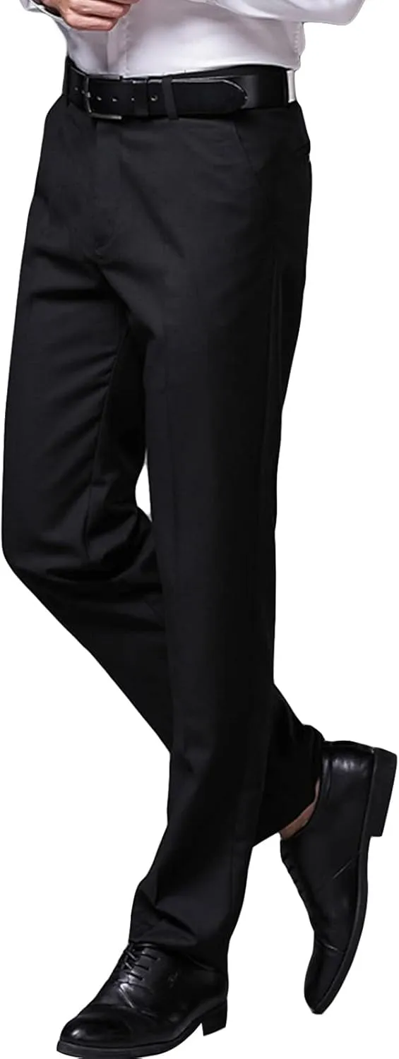 Men's Stretch Dress Pants Slim Fit Skinny Suit Pants Formal Trousers Flex Flat Front Straight Fit Pant