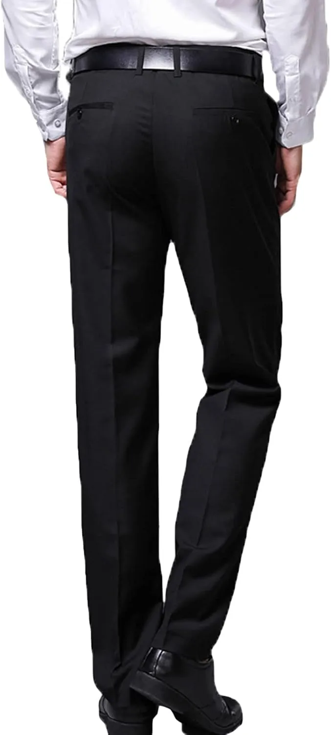 Men's Stretch Dress Pants Slim Fit Skinny Suit Pants Formal Trousers Flex Flat Front Straight Fit Pant