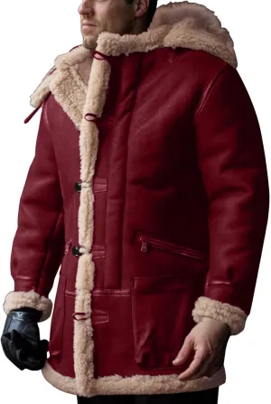 Men'S Winter Coats With Hood Fleece Button Down Coat Heated Thick Waterproof Casual Vintage Oversized Jacket