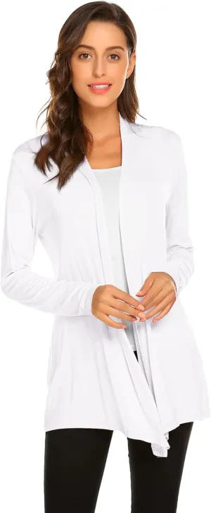 Newchoice Womens Casual Lightweight Long Sleeve Cardigan Soft Drape Open Front Fall Dusters (S-3XL)