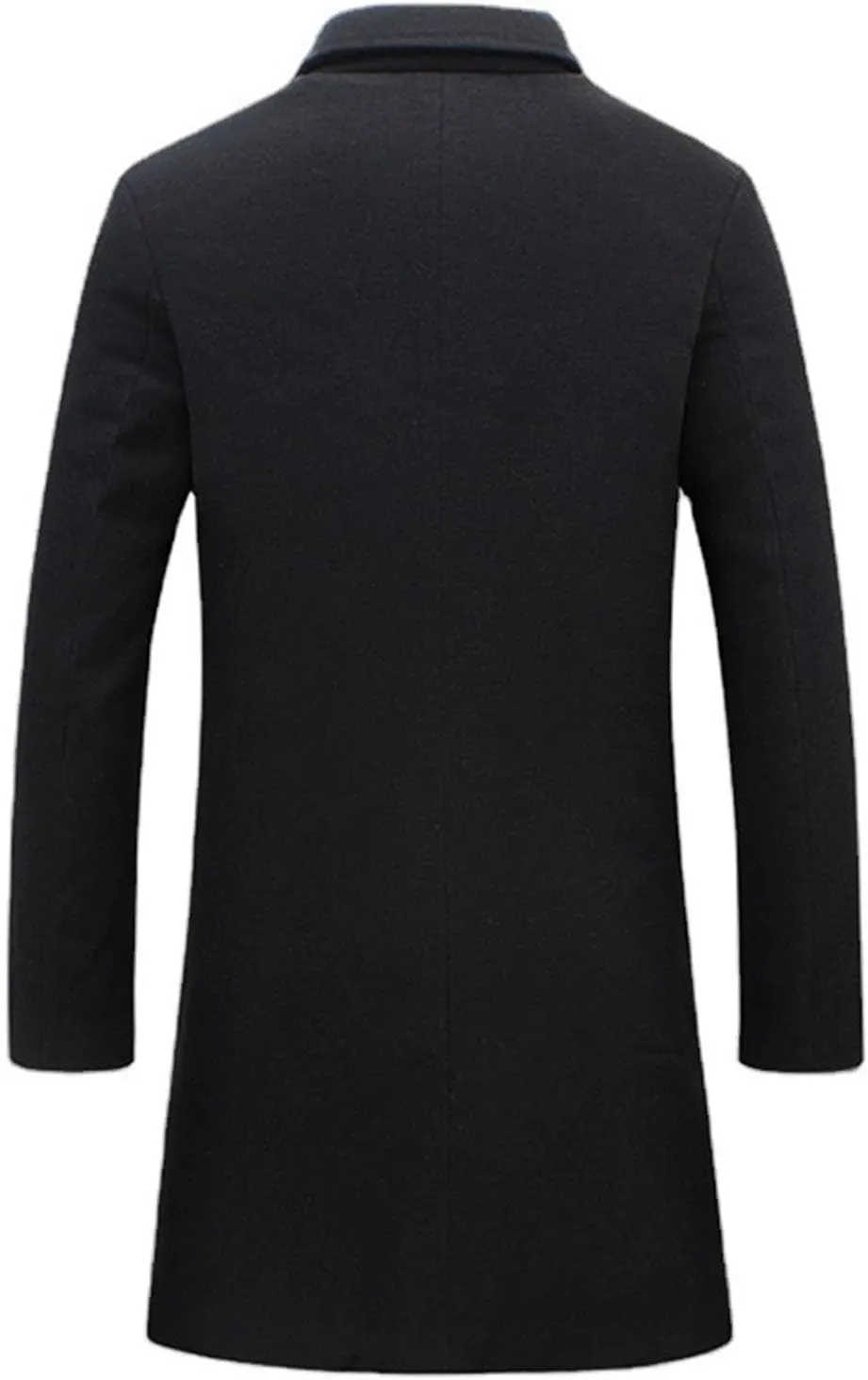 QWENTMTNTY Wool Pea Coats for Men Winter Slim Fit Casual Single Breasted Trench Coat Mid-Length Thermal Business Peacoat