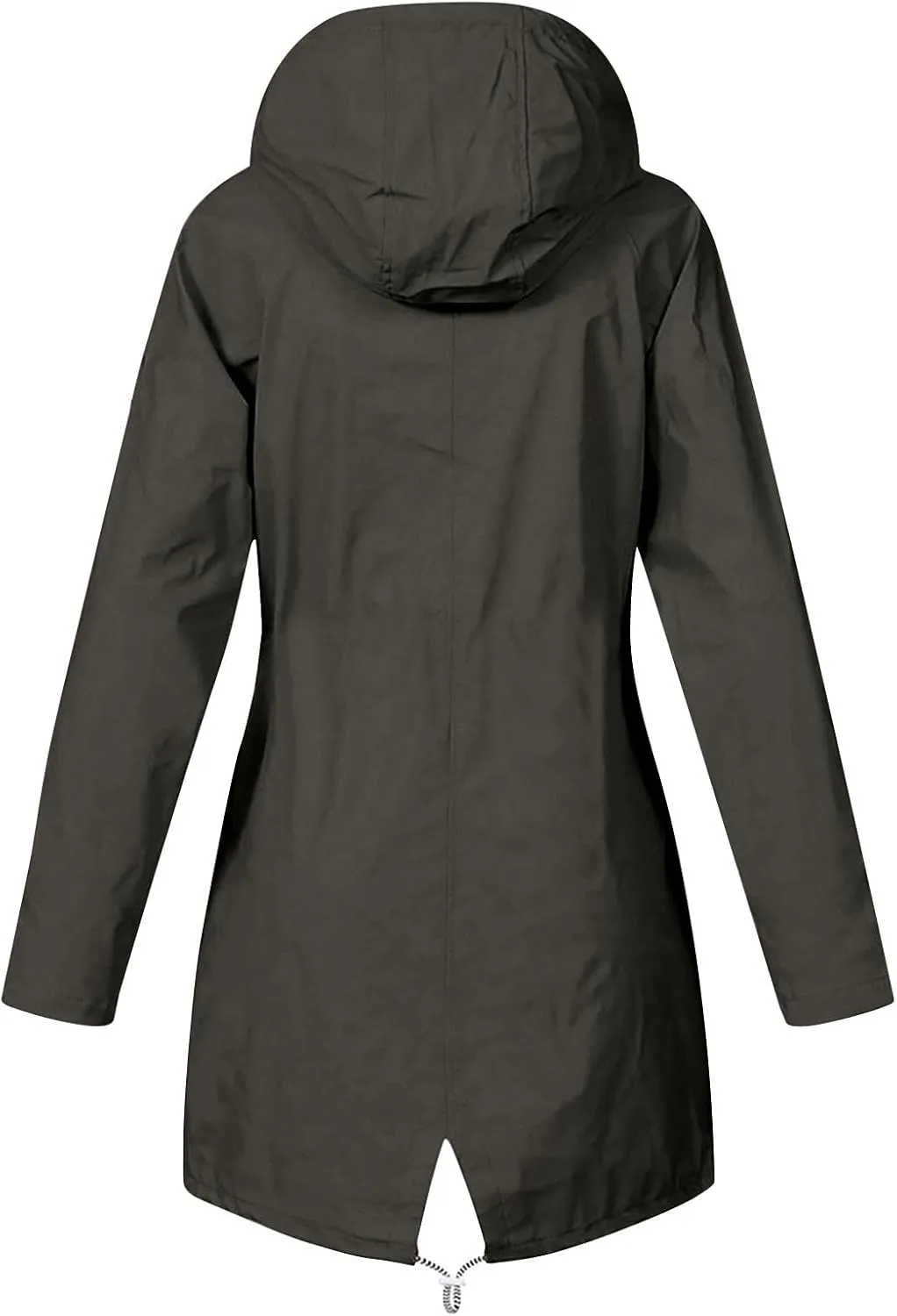 Rain Coats For Women Hiking Nylon Waterproof Hooded Zipper Length Coat Fall Winter Solid Color Outdoor Rain Jackets