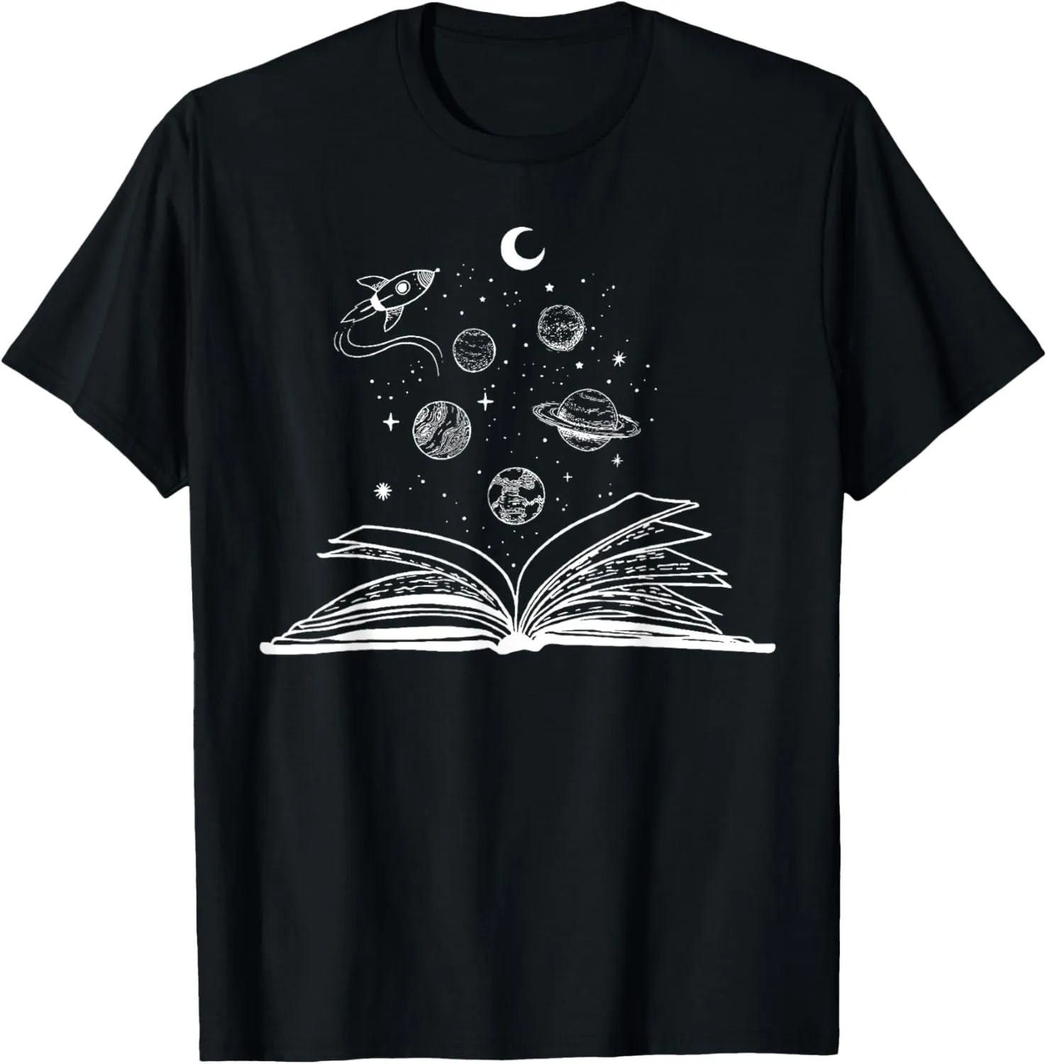 Space Books Bookworm Astronomy Science Galaxy Planet T-Shirt