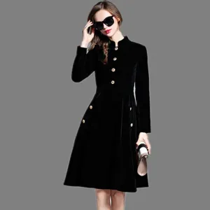 Splendid Autumn and winter Runway Velvet Retro  fashion elegant self-cultivation dress