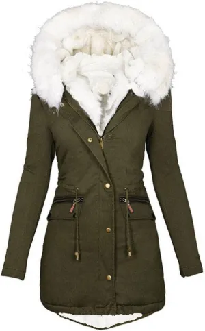 Winter Coats for Women 2024 Trendy Thicken Fleece Lined Parkas Anoraks Warm Cotton Jacket Coats with Faux Fur Hood