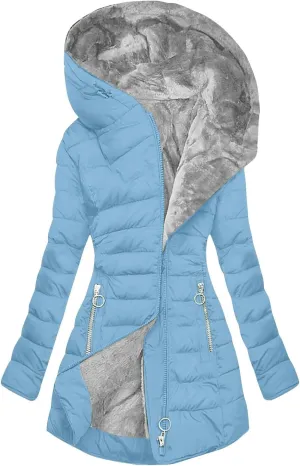 Winter Coats for Women Trendy Thicken Hooded Coats Zip Up Oversized Jackets Comfort Long Coats with Pockets