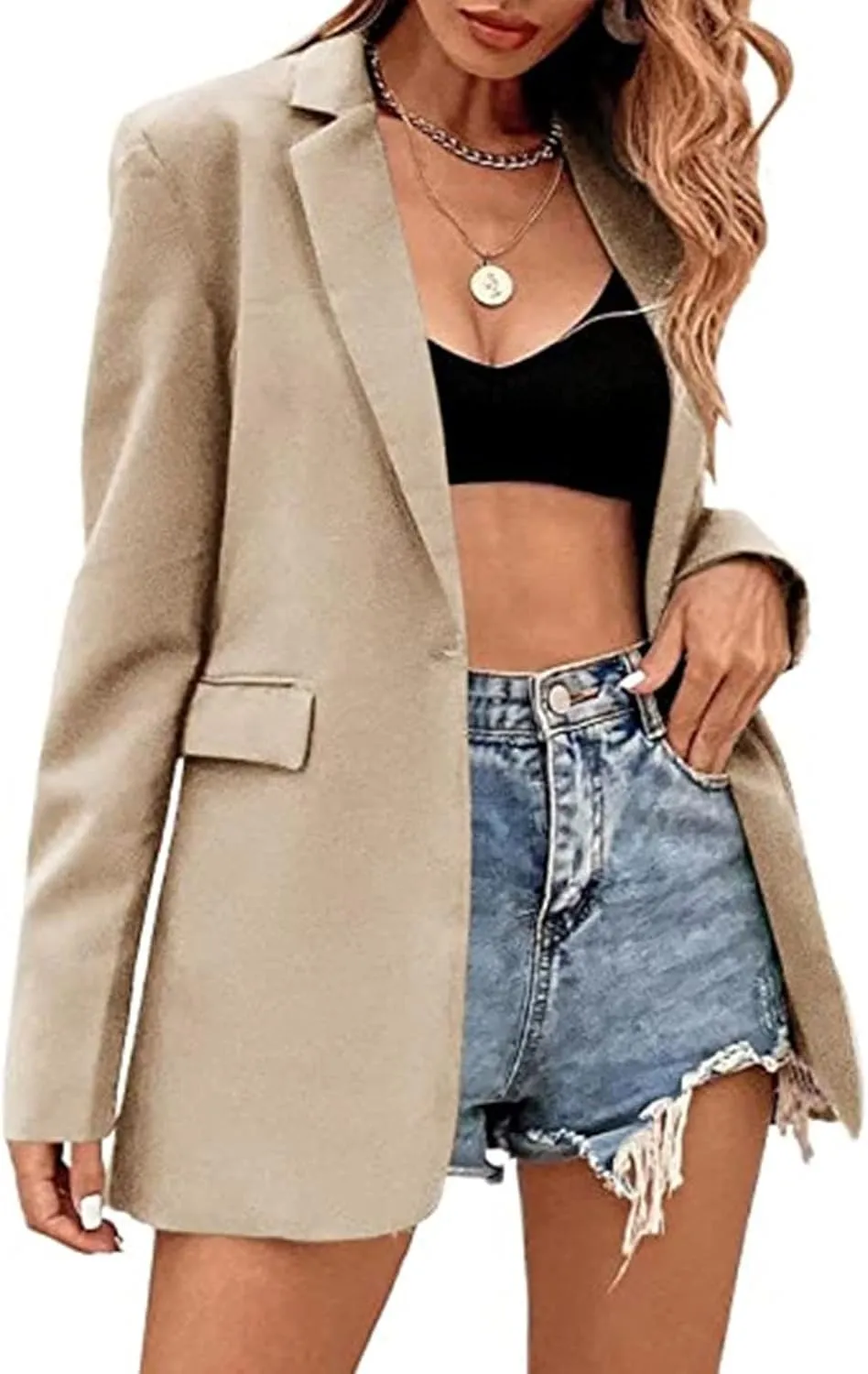 Women Blazer Business Long Business Suit Jackets Long Sleeve Plaid Lapel Collar Jacket Blazers for Women Dressy