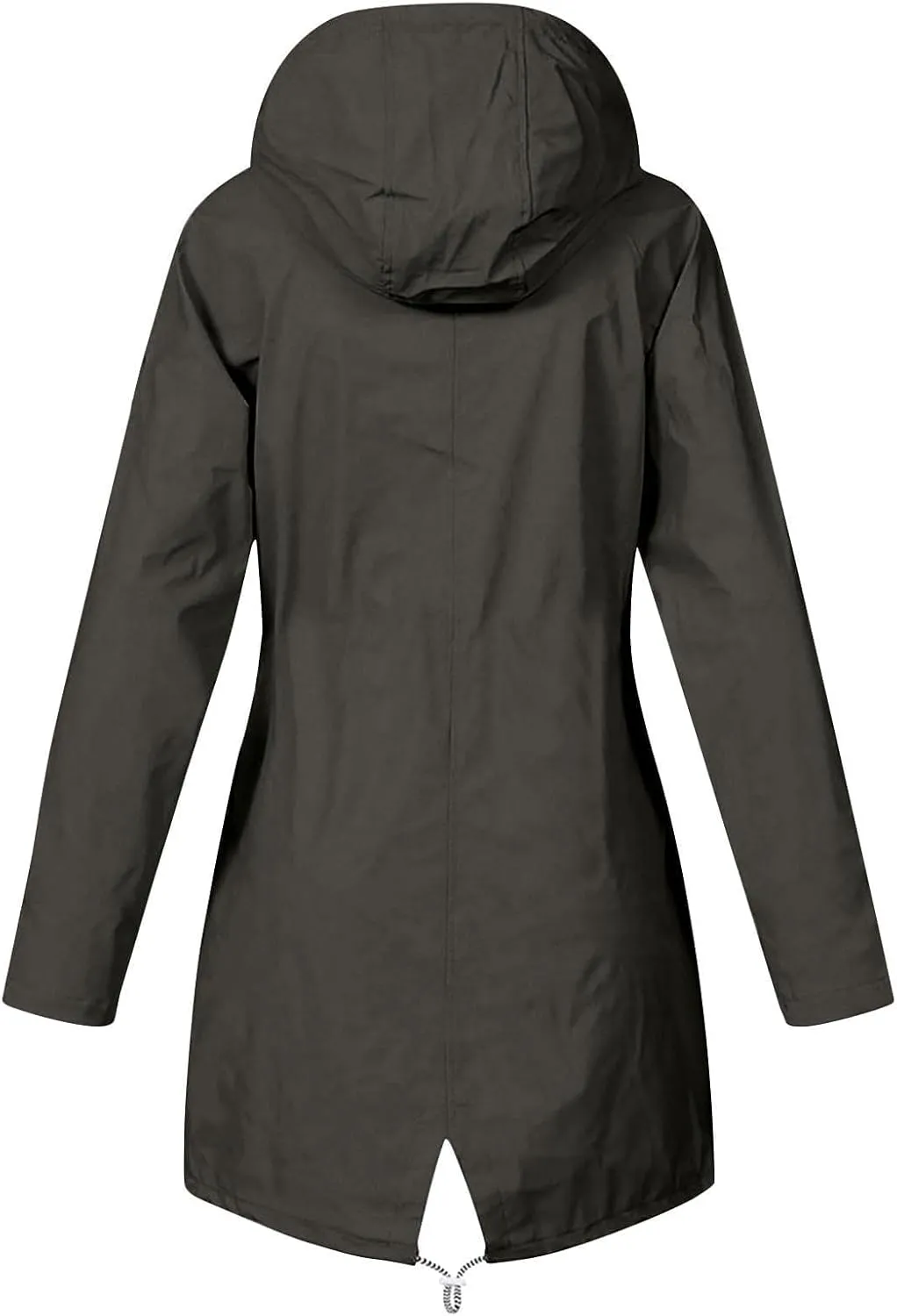 Women Waterproof Jacket Lightweight Long Hooded Raincoat Lined Windbreaker Jacket Zip Up Coat