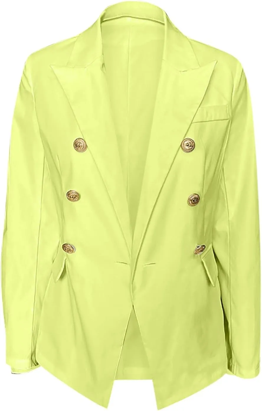 Womens Blazer Fashion Casual 2025 Office Work Button Jackets Long Sleeve Open Front Loose Lightweight Blazers