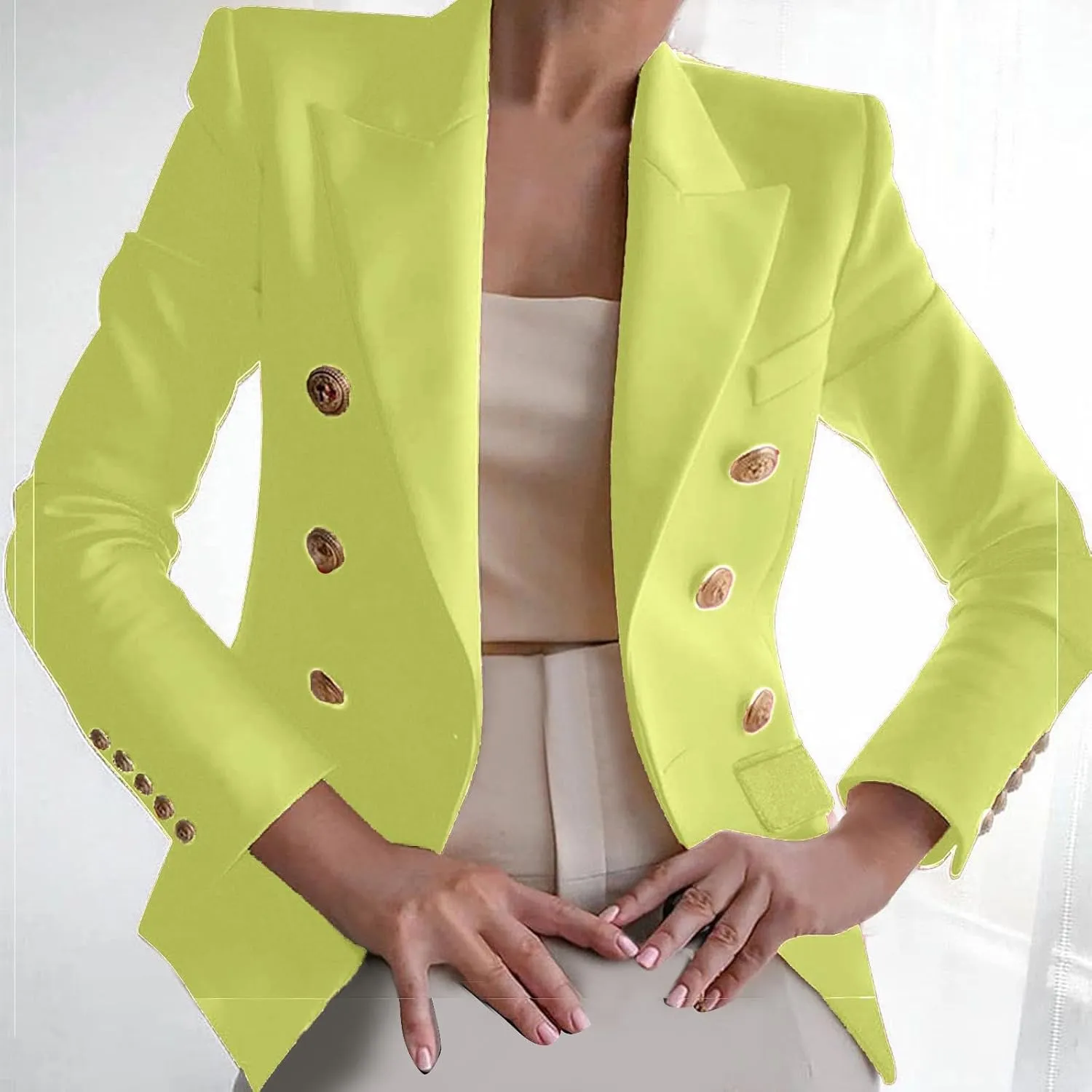 Womens Blazer Fashion Casual 2025 Office Work Button Jackets Long Sleeve Open Front Loose Lightweight Blazers