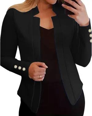 Womens Casual Long Sleeve Blazer Open Front Blazers Suit Slim Fit Cropped Work Office Blazer Jackets